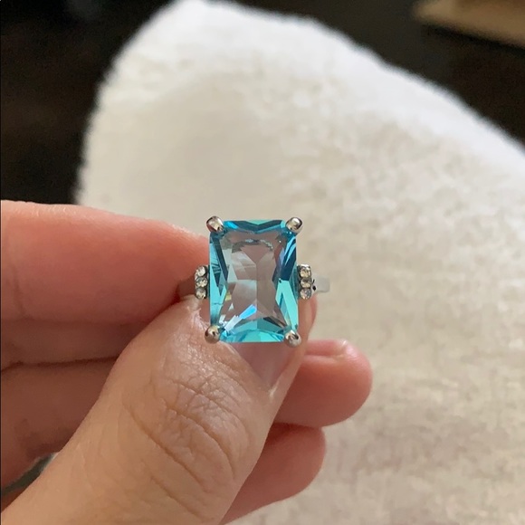 925 Silver Women Jewelry Aquamarine Ring - Picture 6 of 7